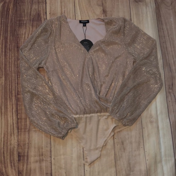 Rose gold ribbed sparkly bodysuit - Picture 1 of 6